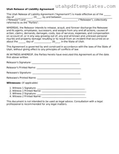 Fillable Release of Liability Form for Utah State