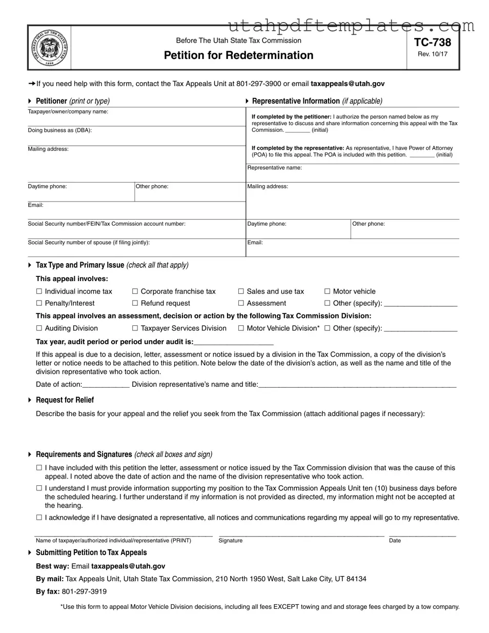 Fill in Your Tc 738 Utah Form