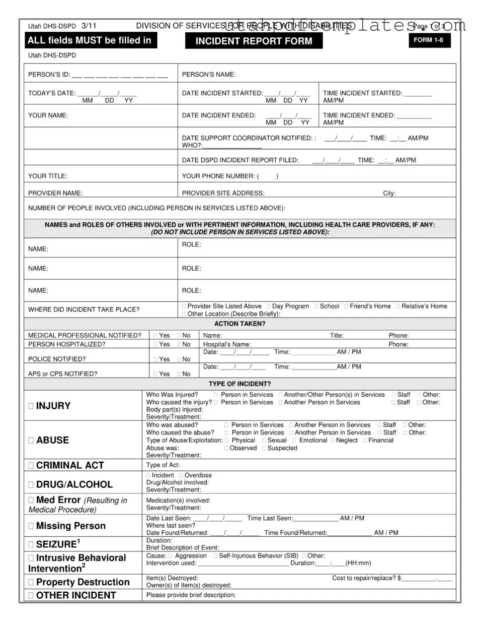 Fill in Your Utah 1 8 Form