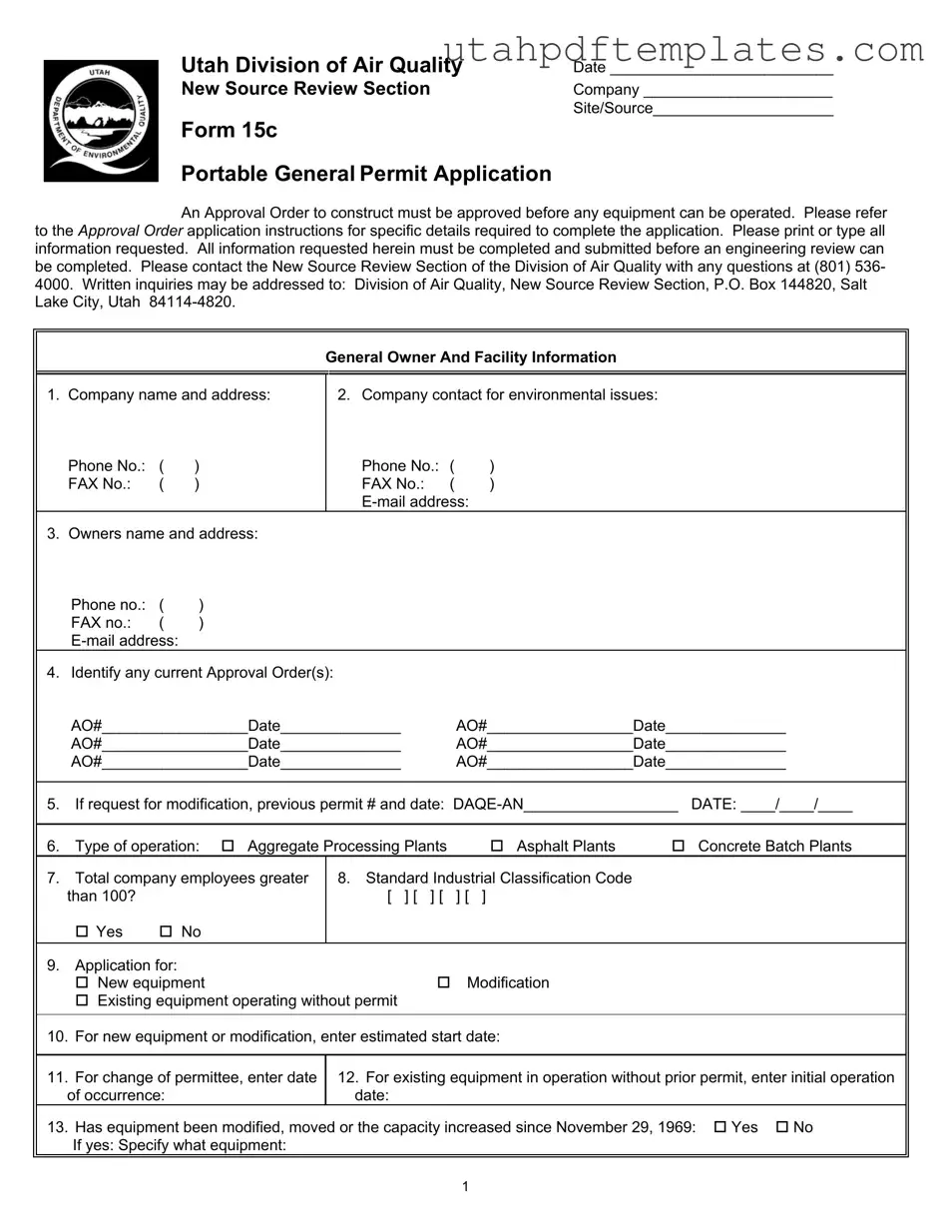 Fill in Your Utah 15C Form