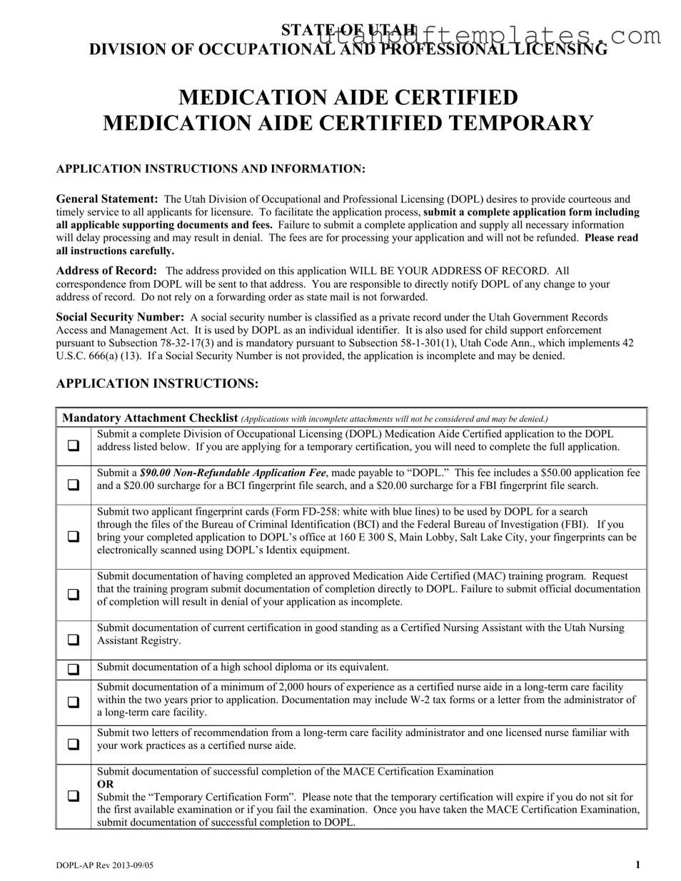 Fill in Your Utah Dopl Ap Form