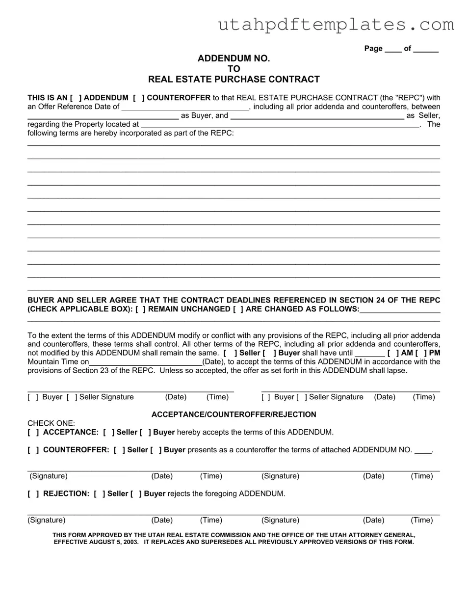Fill in Your Utah Real Estate Form