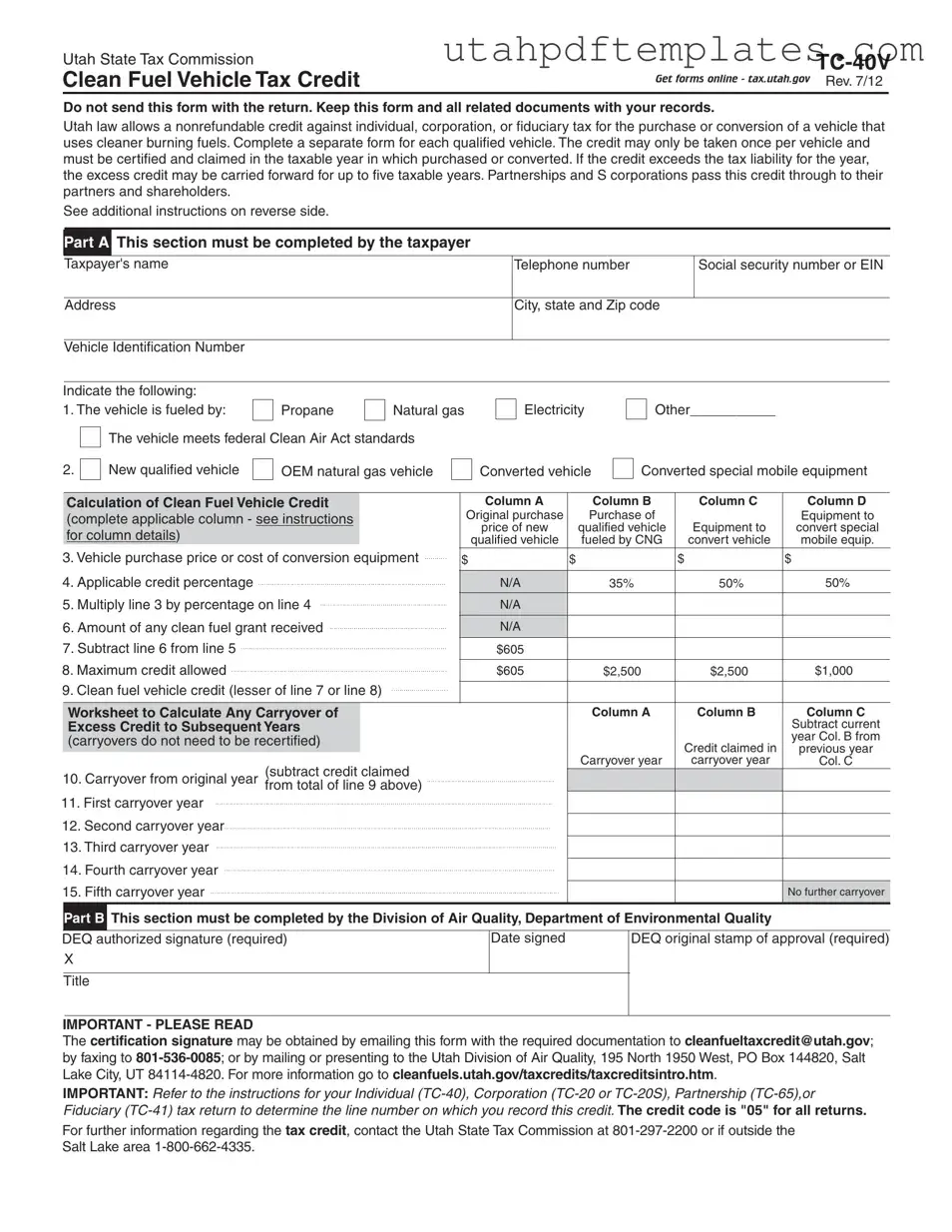 Fill in Your Utah Tc 40V Form