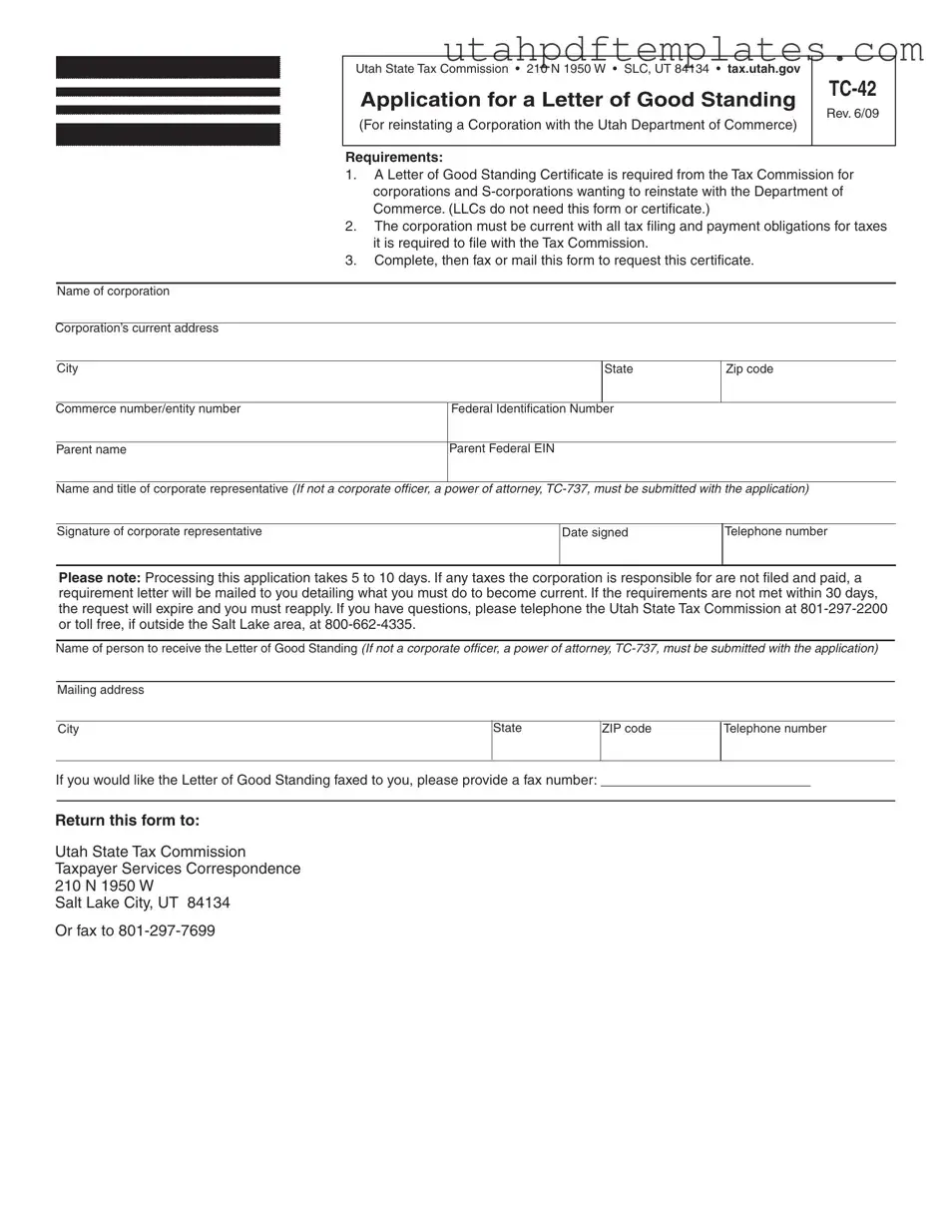 Fill in Your Utah Tc 42 Form