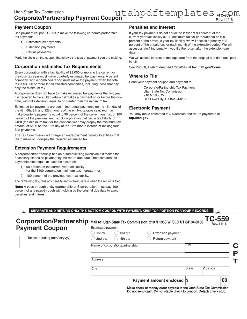Fill in Your Utah Tc 559 Form