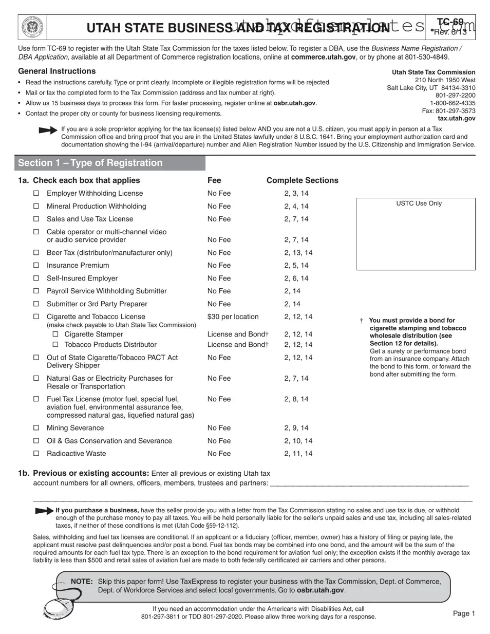 Fill in Your Utah Tc 69 Form